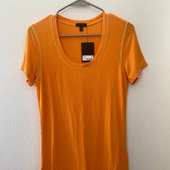 ATM Anthony Thomas Melillo Rib T Shirt Dress - Papaya - Picture 3 of 8